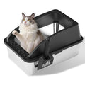 Stainless Steel Litter Box, Metal Litter Box with Scoop, High-Sided Leak-Proof Design, Non-Stick Base, Easy to Clean for Cat, Rabbit, Guinea Pigs and Hamsters (Black) - color: Black
