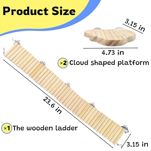 Hamster Suspension Bridge Toy，Small Animal Climbing Toys,Chinchilla Cage Natural Wood Flexible Platform Toy,Suitable for Hamsters, Chinchillas, Guinea Pigs, Birds, Small Animals - color: L-3P