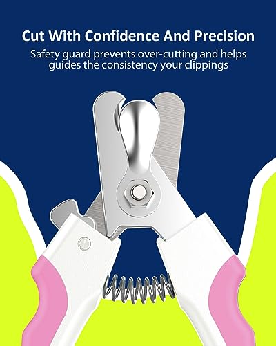 Dog Nail Clippers U10.1, Dog Nail Trimmer Large Breed with Quick Sensor, Razor Sharp Blade Professional Pet Nail Clipper with Safety Guard and Nail File, Rose Pink - color: #11 Rose Pink