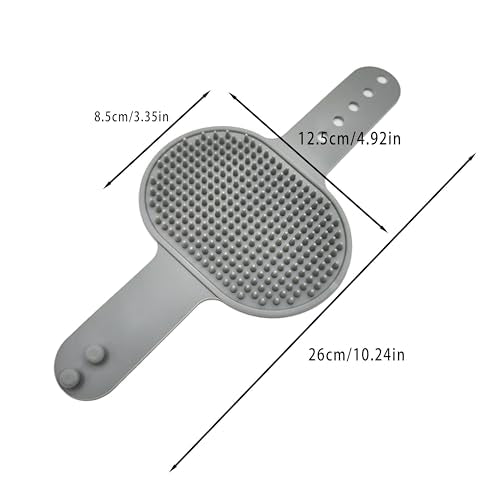 Dog Bath Brush – Grey, 1 Pack, Soft Rubber Shampoo Massage Brush for Dogs & Cats, Adjustable Handle, Gentle Grooming Tool for Wet or Dry Use