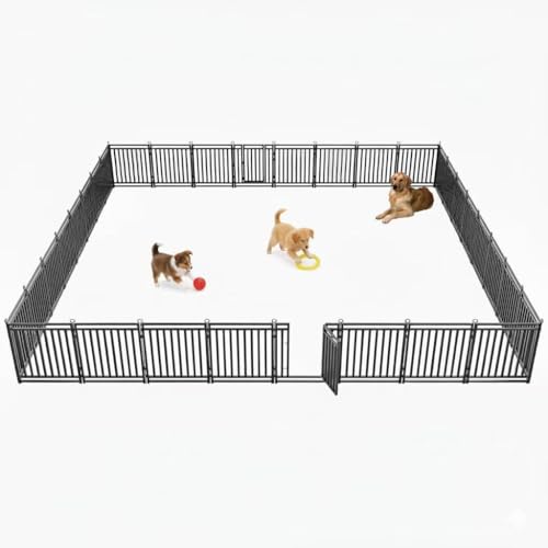 Thickened Outdoor Dog Fence, 47" H, 32 Panels for Yard & Camping | Easy Setup, Flexible Layouts, Thickened Panels, Heavy-Duty, for Medium & Large Dogs and Farm Use, Patented - size: 47" height, style: 32 Panels