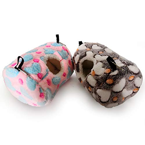 Litewoo Sugar Glider Sleeping Pouch Small Animal Hammock Bed Nest, Coffee | 7.8x5.1in, soft flannel cotton, warm washable , cute speckled pattern, winter nest for hamster/rat/guinea pig/chinchilla - color: Coffee