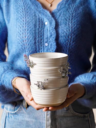 LE TAUCI Small Bowls 10 oz, Ice Cream Bowl, Ceramic Stoneware Bowl, Bowls Set for Dessert, Fruits, Side Dishes, Suit For Housewarming - 4.5 Inch, Set of 4, Arctic white - size: 4.5 inch
