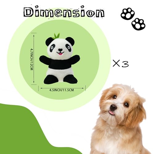 Dog Hide and Seek Toys Puppy Chew Squeaky Toys Plush Mushroom&Bamboo&Shell Hideout Stuffing with Squeakers Animals (3Pcs Squeaky Panda) - color: 3Pcs Squeaky Panda
