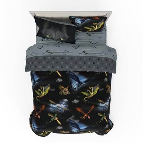 How to Train Your Dragon Kids Bedding Super Soft & Cozy Reversible Microfiber Comforter and Sheet Set with Sham, 7 Piece Full Size, (Officially Licensed Product) By Franco - color: How to Train Your Dragon, size: Full