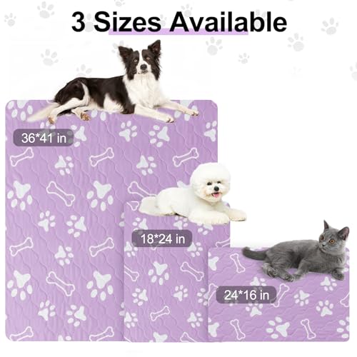 BEAUTYZOO 6 Pack Washable Pee Pads for Dogs, Reusable Puppy Pads for Potty Training, Waterproof Super Absorbent Whelping Pads Mats Non Slip Against Urine for Small Medium Dogs Cats, 16" x 24" - color: Purple, size: 16 X 24 Inch (Pack of 6)