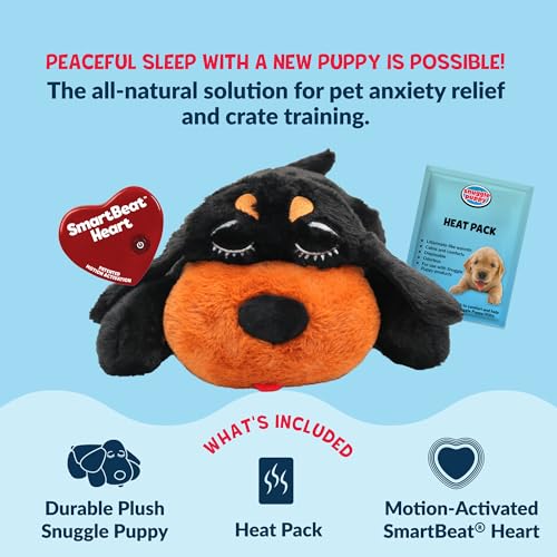 Snuggle Puppy Heartbeat Puppy Toy for Large Breeds, Breed Buddies Collection-Rottweiler, Plush Dog Toy with Real-Feel Pulse and Heat Pack for Crate Time, First Nights, and Rest - color: Large Breed Rottie