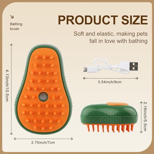 Cat Steam Brush, 3 in 1 Dog Steamy Brush, Silicone Massage Grooming Comb, Pet Hair Cleaning Misting Comb for Cats Dogs(Avocado White/Green) - color: Avocado White/Green