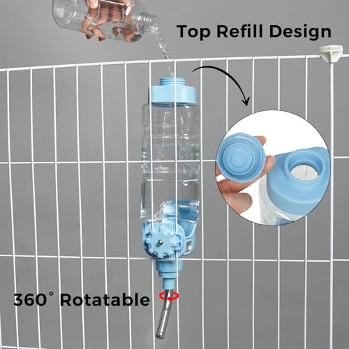 Vannon Dog Crate Water Bottle, 34oz Top-Fill Pet Water Dispenser, Blue | kennel water bottle helps keep pets hydrated longer with fewer refills and easy daily care. - color: Blue, size: 34oz