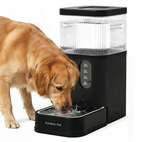 Gardner Pet 2.9 Gallon Automatic Dog Water Bowl Dispenser 11L Gravity Water Feeder with Stainless Steel Bowl & Maifan Stone Filter, BPA-Free for for Cats and Dogs (Black, 2.9 Gallon) - color: Black, size: 2.9 Gallon