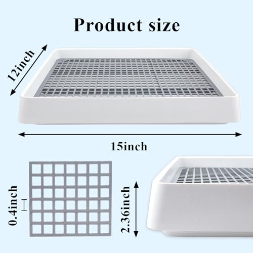 2 Pack Large Rabbit Litter Box Bunny Litter Tray with Detachable Grate | Small Animal Potty Trainer Pan for Guinea Pig, Hamster, Ferret, Rat, Hedgehog & Chinchilla - color: White and Grey 2Pcs