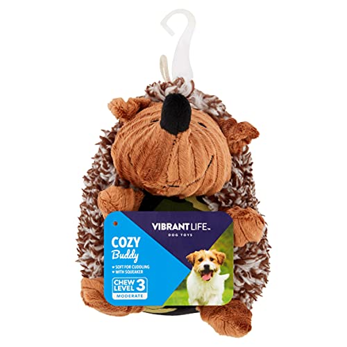 Vibrant Life Cozy Buddy Hedgehog Dog Toy Durable Plush Hedgehog Dog Toy - Grunt Sound, Medium Size, Camo Design - Perfect for Small to Medium Dogs