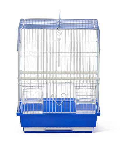 Prevue Pet Products Parakeet Square Roof Bird Cage with Handle | Carrier for Home or Travel, Small Bird Accessories, for Canaries, Budgies, Finches, Parakeets, and More