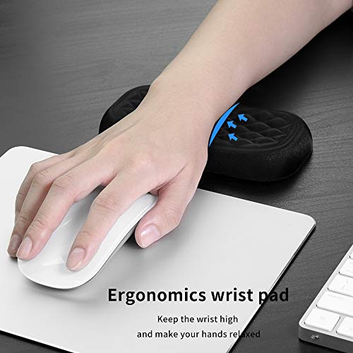Vaydeer Mouse Wrist Rest Pad, Memory Foam Hand Rest Support Padded for Office, Computer, Laptop, Typing and Wrist Pain Relief and Repair (5.91 inch, Black) - size: Small