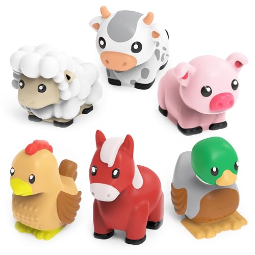 Tub Works® Barnyard™ Mold Free Bath Toys, 6 Pack | Sealed, No Hole Bath Toys Design Keeps Moisture Out | Soft, Squeezable & Float on Water | Farm Animals Baby & Toddler Bathtub Toys | Baby Pool Toys - style: 6 Pack