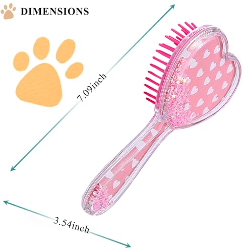 Small Dog Brush, Soft Dog Grooming Brush for Shih Tzus, Yorkies, Maltipoos, Maltese, Love Shape Puppy Massaging Pet Hair Brush, Cat Brush, for Small Dogs Cats of All Hair Types (Pink Heart) - color: Pink Heart