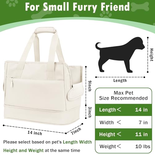 Dog Purse Carrier for Small Dogs Under 10 lbs Soft Sided Pad | Adjustable Velcro Side Pad, Extendable Bottom, Safety Leash Clip, Large Storage Pocket, Apricot - color: Apricot