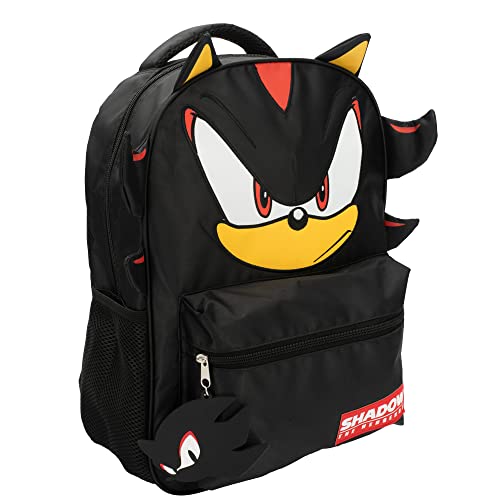 AI ACCESSORY INNOVATIONS Sonic The Hedgehog Backpack for Boys & Girls, Shadow 16 Inch Schoolbag with 3D Features, Durable School Bag for Kids - style: Black Shadow