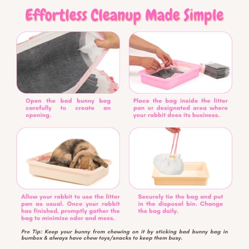 HoppScotch.bun Litter Box Liners, 22 pack Super Absorbent Carbon Odor Eliminator Rabbit Litter Pad Bags- Adhesive, Contactless Cage Liner (Charcoal, X-Large)