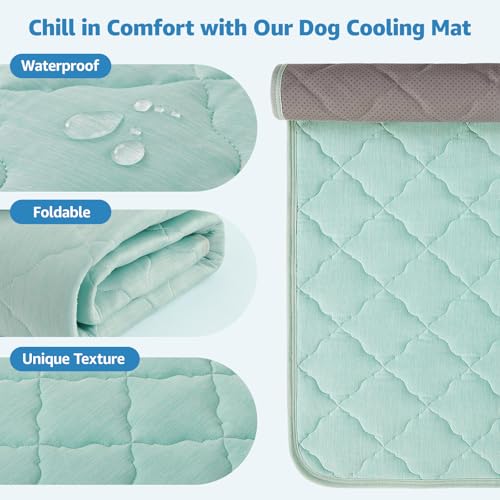 LOOBANI Dog Cooling Mat for Large Dogs - 40" x 28" Cooling Mat for Pet with Anti-Slip Bottom, Durable & Washable Non-Toxic Cold Crate Pad for Dogs, Cats, Indoor & Outdoor Use, Sofas, Bed, and Floor - color: Green, size: Large (40''x28'')