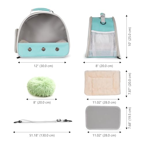 2-Pack Guinea Pig Carrier and Burrowing Bed, Portable Small Animal Cage with Clear Window, Plush and Fluffy Hideaway Pet Bed for Piggies, Hamster - color: Green