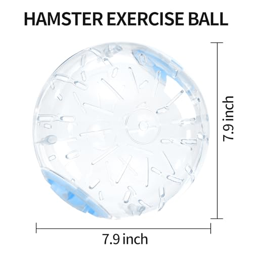 7.9 Inch Hamster Ball, Running Ball Toy, Transparent, Breathable, Reduce Stress, Promote Exercise Health, Easy to Clean, Hamster Accessory, for Syrian Dwarf Hamster, Gerbils, Mice, Small Pets, Blue - color: Blue