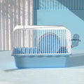 9.1×6.7×6.3 inch Small Portable Hamster Cages, Hamster Carrier, Pet Travel Carrier, Small Animal Pet Cages, with Water Bottle, Food Bowl, Wheel, Blue