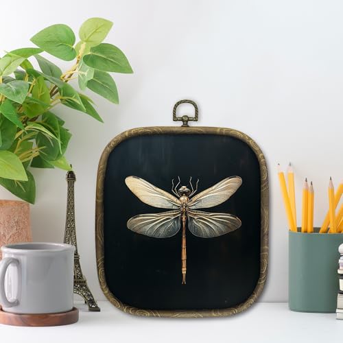 shiviody Vintage Dragonfly Canvas Wall Art Decor, Dark Moody Dragonfly Wall Art, Retro Aesthetic Insect Square Hanging Frame Prints Decorations for Bedroom Living Room Office 6.5"x7.5" - color: Animals-36