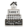 Tiered Tray Decor Set, 4 Pcs, Wooden, for Home Kitchen, Family | Rustic Buffalo Plaid, Farmhouse Rustic Summer Coffee Table Centerpieces Office Decorations - style: Family