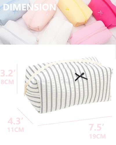 PAZIMIIK Cozy Makeup Bag for Women,Zipper Cosmetic Pouch,Stripe Black | Soft Cosmetic Organizer for Makeup,Skincare,Toiletries,Daily Beauty Essentials,Purse,On-the-Go,Bridesmaid Gifts - color: Stripe Black