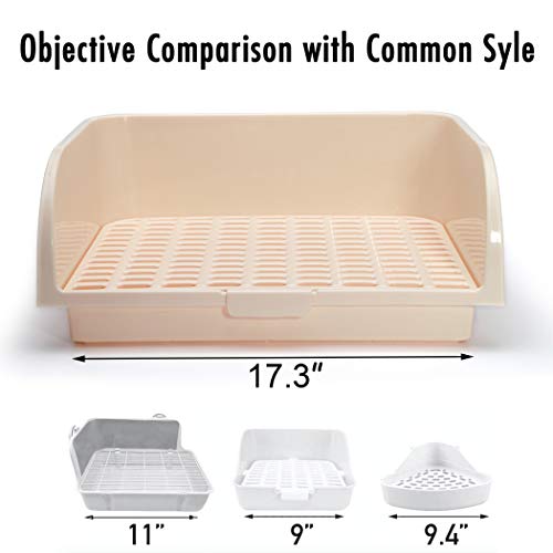 CalPalmy X-Large Rabbit Litter Box with 10PCS Bonus Pads, Drawer, Corner Toilet Box 17.3" x 13" and Bigger Pet Pan for Adult Guinea Pigs, Chinchilla, Ferret, Galesaur, Small Animals - color: Cream (Steady Bottom), size: X-Large (10pcs Pee Pads)