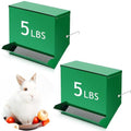 2 Pcs Rabbit Feeder for Cages Small Animal Food Pellet Dispenser with Lid Metal Chicken Grit Oyster Shell Squirrel Feeders Outside(11.8 Inches,Mesh Bottom,Green) - color: Green, size: 11.8 Inches, style: Mesh Bottom
