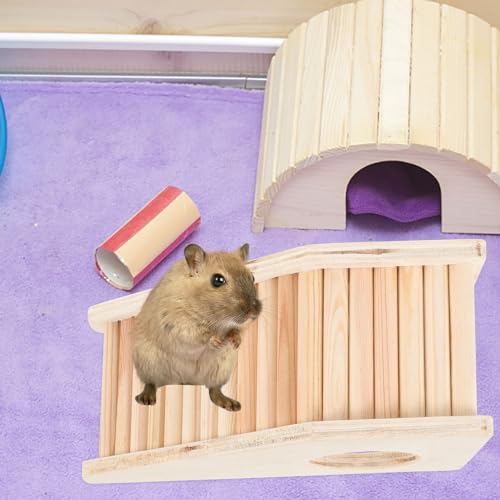 balacoo Wooden Hamster Climbing Nest Ladder Toy Small Animal Hideout for Hamsters Gerbils Mice Cage Accessories 6.69X3.54X2.75In