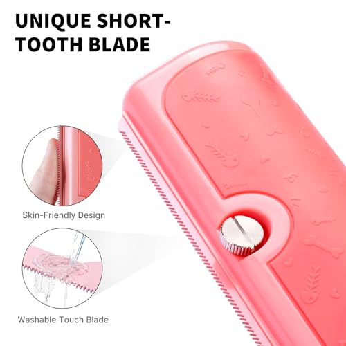 Cat and Dog Deshedding Brush for Shedding, Pink | For cats and dogs, short and medium coats, helps collect loose fur in multi-pet homes - color: Pink