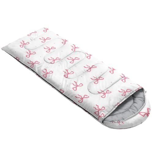 QOOMO Camping Sleeping Bags,3 Season Warm & Cool Weather,Lightweight,Waterproof Sleeping Bags for Adults & Kids,Traveling,and Outdoors,Camping Gear Equipment - color: Kawaii Bow 6