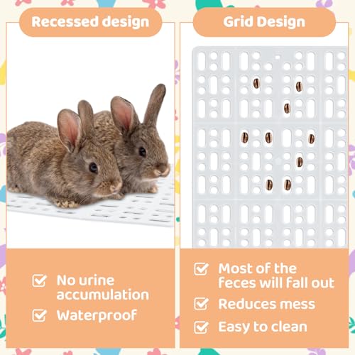 18 Pack Rabbit Cage Mats - 13x10 Inch Plastic Rabbit Floor Mat with Snap Joint - Small Animal Feet Pads Floor Mat for Pet Cats Dogs Bunny Chinchilla Guinea Pig