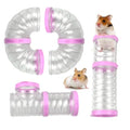 Plastic Hamster Tunnel, 8 Pack Hamster Tube Set DIY Assembled Sports Training Ferret Tube External Accessories Fun Small Animal Hiding Pipe Toy Syrian Dwarf Rat (Pink)