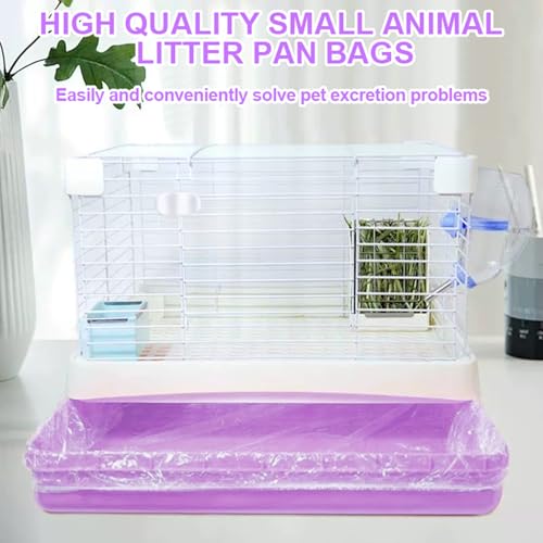 50 Pcs Disposable Cage Liners Clear Plastic Rabbit Cage Liner Bag Elastic Small Animal Toilet Film for Bunny Hamster Totoro Hedgehog Guinea Pig and Small Animals