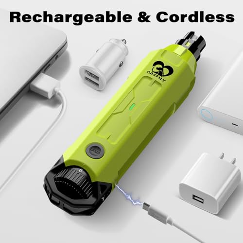 Casfuy 6-Speed Dog Nail Grinder - Newest Enhanced Pet Nail Grinder Super Quiet Rechargeable Electric Dog Nail Trimmer Painless Paws Grooming & Smoothing Tool for Large Medium Small Dogs (Green) - color: Green
