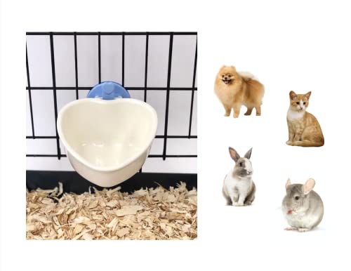 Patented Removable Heart Shaped Food Bowl for Dogs/Puppies/Rabbits/Cats/Guinea Pigs/Chinchillas/Birds -Water Dish for Small Pets or Animals - for Wire Cages or Crates 8 oz, Blue (C607) - color: Blue