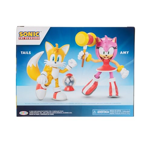 JAKKS Pacific Sonic the Hedgehog Sonic 4" Action Figure 2 Pack - Modern Tails & Modern Amy