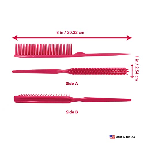 Allegro Combs 60 Parting Three Row Combs Salon Hairstylist Hairdresser Detangle Combs For Natural Hair And Wigs For Curly Hair Made In The Usa 2 Pcs. (Pink) - color: Pink