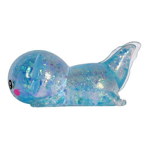 3.94 in Blue Glitter Crawling Axolotl Squishy Slow Rising | Soft TPR, Floating Glitter, squeeze toy, busy hands, stress relief, focus support, home, class, travel, kids and adults - color: Blue