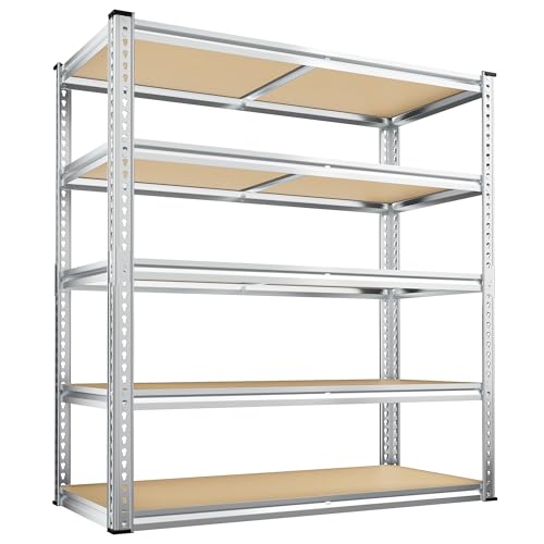 REIBII 2500LBS Garage Shelving,40"W Rust-Proof Storage Shelves For Basement | 5-Tier Metal Shelving,Waterproof,Adjustable Pantry Shelves,Resists Rust,for Closet Kitchen 40" W x 19.7''D x 72''H,Silver - size: 40"W x 19.7"D x 72"H