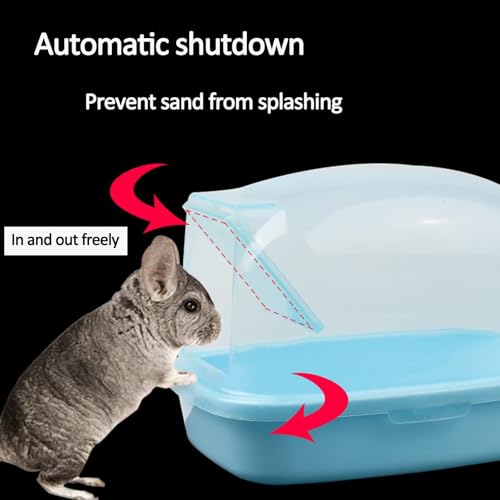 kathson Dwarf Hamster Bathroom, Chinchilla Sauna Room Plastic Sand Bath House Ideal for Gerbils, Hedgehog, Squirrel and Other Small Animals (Blue) - size: Blue