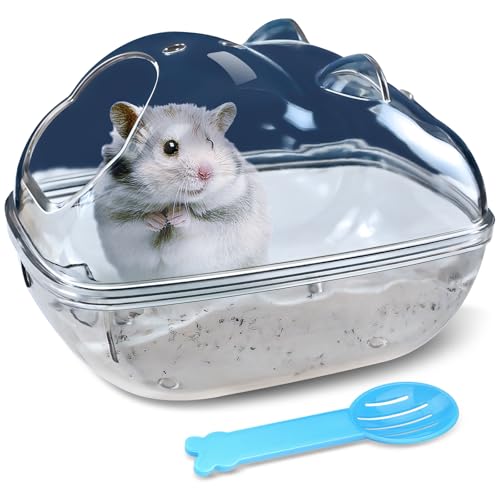 lazYYzal Hamster Bathtub,Hamster Bathroom,Small Animal Habitat Décor,Sand Bath Container Transparent Beds,Hamster Bed,Ice Bathtub,Sleep Pad Nest,Sand Bath Box for Cage Accessories（M） - size: M 5.7*4*4 inch