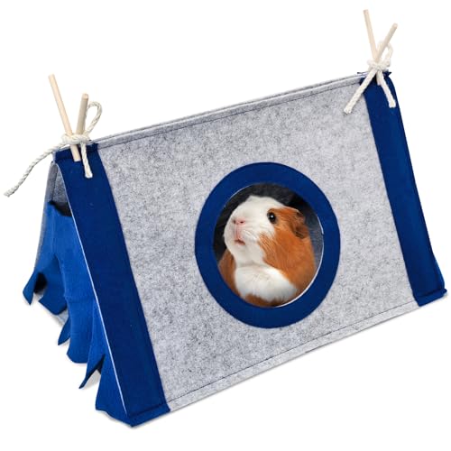 Fhiny Guinea Pig Hideout, Washable Guinea Pig Hideaway 14.6"x 9.8"x 8.3" Removable Triangular Bunny Tent Small Animal Bed for Bunnies Chinchillas Hedgehogs to Rest and Hide