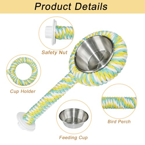 ASOCEA Bird Perch Feeding Cup,Bird Bowls for Cage Parakeet Feeder Parrot Food Bowls Parrot Cage Accessory for Budgie Lovebird Cockatiel Parakeet Canary Finch Small Parrots,Colorful - color: colorful bird feeding cup