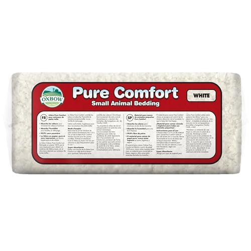 Oxbow Small Animal Bedding, Hamster, Guinea Pig, Rabbit, White, USA, 72 L | Pure Comfort, Hamster Bedding, Guinea Pig Bedding, Low Dust, Virgin Paper, Litter Box, Bunny, Rats, Gerbils, Chinchillas - color: White, size: 72 Liter