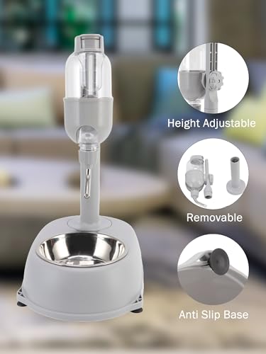Pet Water Dispenser, 2 in 1 500ml Standing Water Dispenser | Dog Water Bottle Dispenser, Multifunctional Detachable Height with Stand for Dogs Cats